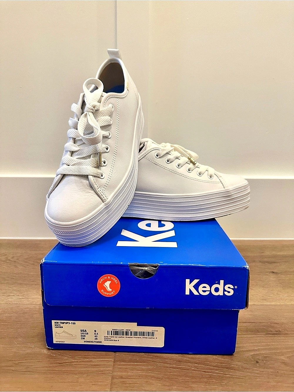 Keds Triple Up White Leather Platform Sneakers Women’s Size 9
